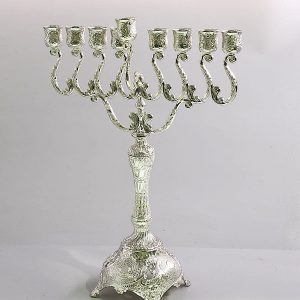 SILVER PLATED FILIGREE MENORAH 25X34 CM.