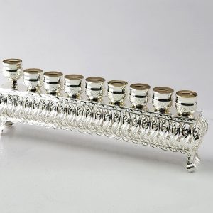 SILVER PLATED STRIPE MENORAH 10X28 CM.