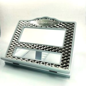 SILVER/WHITE DECORETED BOOK STAND