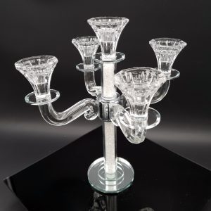CRYSTAL 5 LIGHTS CANDLESTICKS 30 CM.