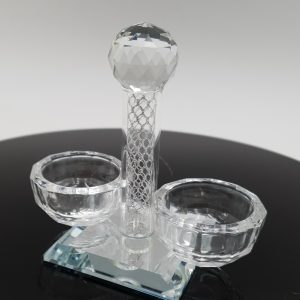 CRYSTAL/SILVER SPOOL ROUND OPEN SALT DISH