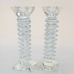 CRYSTAL STEP PAIR CANDLESTICKS 22 CM.