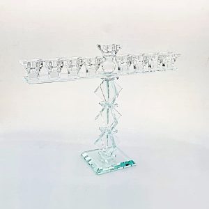 CLEAR CRYSTAL MENORAH 28 CM.