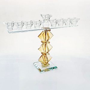 GOLD/CRYSTAL MENORAH 28 CM.