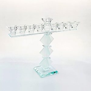 WHITE/CRYSTAL MENORAH 28 CM.