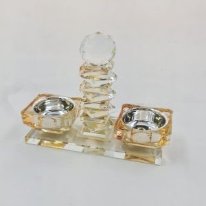 GOLDEN CRYSTAL SQUAER OPEN SALT DISH