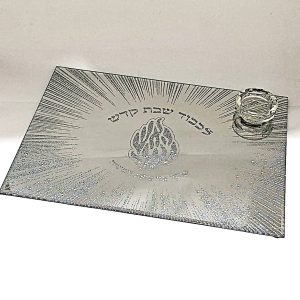 GLASS SALT DISH/KIDUSH TRAY 35X24 CM.
