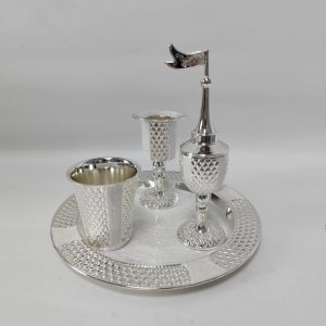 SILVER DECORETED/WHITE ENAME HAVDALA SET