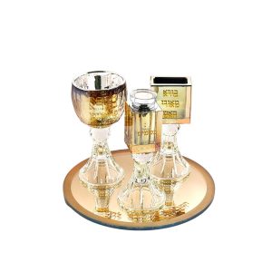CRYSTAL GOLDEN COLOR "LOTUS" HAVDALA SET
