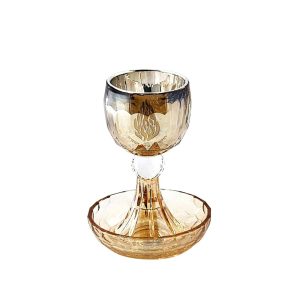 GOLDEN CRYSTAL "MY FIRE"  KIDUSH CUP/STEM/SAUCER