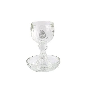 CRYSTAL/SILVER "MY FIRE"  KIDUSH CUP/STEM/SAUCER