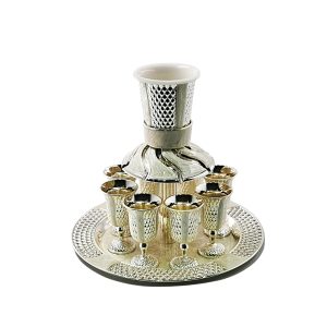 SILVER PLATED/ENAMEL "RHOMBUSES" KIDUSH FOUNTAIN