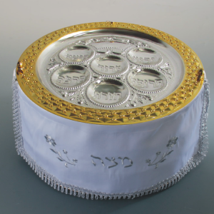 3 TIER SILVER/GOLD PLATED SEDER TRAY 40 CM.