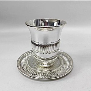 SILVER PLATED KIDDUSH CUP/STEM/SAUCER