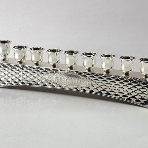 SILVER PLATED STRIPE MENORAH 8X30 CM.