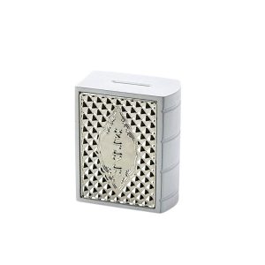 SILVER PLATED/WHITE DECORETED TZDAKA BOX