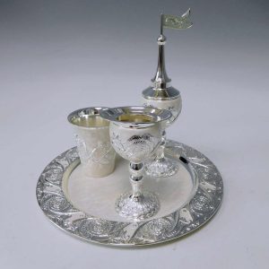 SILVER PLATED/WHITE ENAMEL DECORETED HAVDALLAH SET