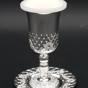 SILVER PLATED/COVER RHOMBUSES KIDDUSH CUP/STEM/SAUCER