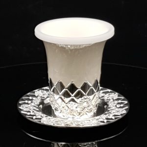 SILVER PLATED/WHITE ENAMEL "RHOMBUSES" KIDDUSH CUP