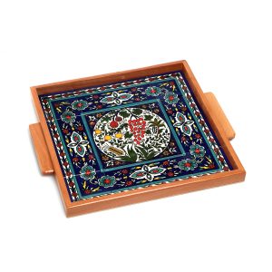 SQUARE ARMENIAN 7 SPECIES HANDLES FRAMED TRAY
