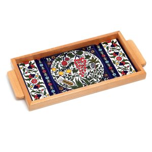 RECTANGLE ARMENIAN 7 SPECIES HANDLES FRAMED TRAY