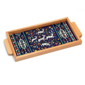 RECTANGLE ARMENIAN DEER HANDLES FRAMED TRAY