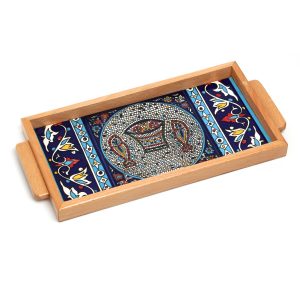 RECTANGLE ARMENIAN TABCHA HANDLES FRAMED TRAY