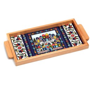 RECTANGLE ARMENIAN JERUSALEM HANDLES FRAMED TRAY