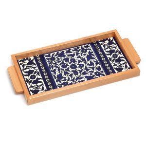 RECTANGLE ARMENIAN FLOWERS HANDLES FRAMED TRAY