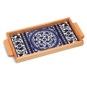 RECTANGLE ARMENIAN FLOWERS HANDLES FRAMED TRAY