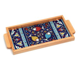 RECTANGLE ARMENIAN 3 FISH HANDLES FRAMED TRAY