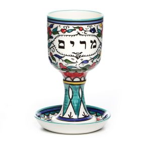 ARMENIAN TEAL FLOWERS MIRIAM CUP+DEEP SAUCER