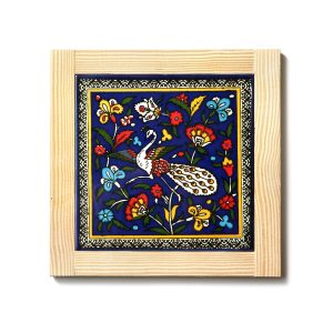 AEMENIAN PEACOCK MEDIUM SQUARE FRAMED TILE