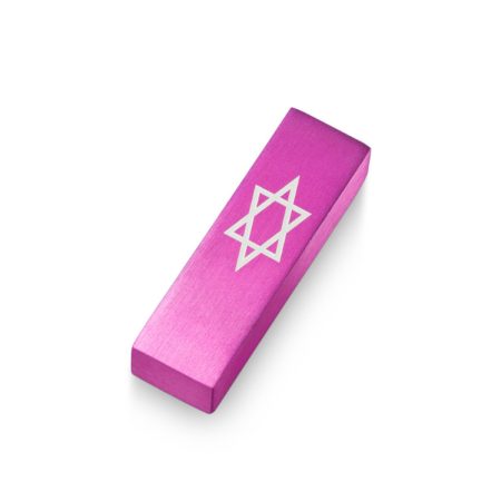 ALUMINUM PINK STAR OF DAVID CAR MEZUZAH