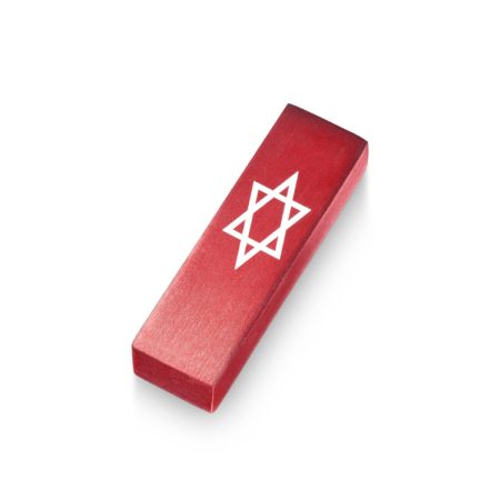 ALUMINUM RED STAR OF DAVID CAR MEZUZAH