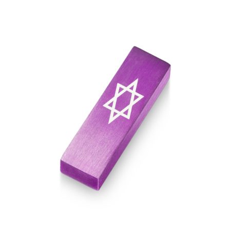 ALUMINUM PURPLE STAR OF DAVID CAR MEZUZAH