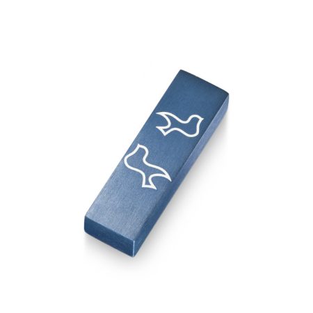ALUMINUM BLUE DOVE CAR MEZUZAH