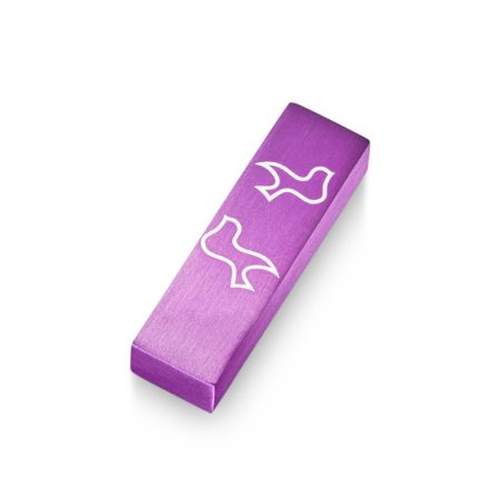 ALUMINUM PURPLE DOVE CAR MEZUZAH
