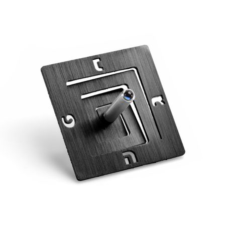 ALUMINUM BLACK SQUARE SPIRAL DREIDEL ON STAND