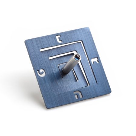 ALUMINUM BLUE SQUARE SPIRAL DREIDEL ON STAND