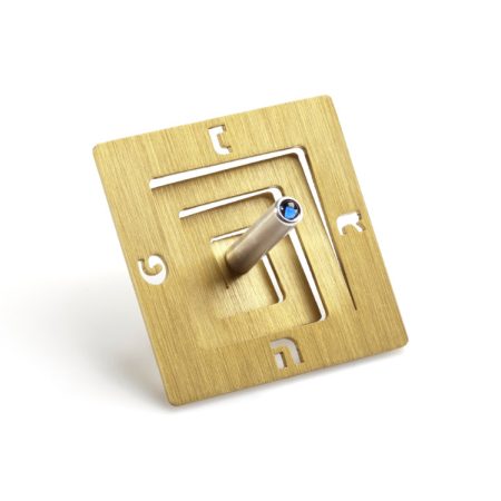 ALUMINUM GOLD SQUARE SPIRAL DREIDEL ON STAND