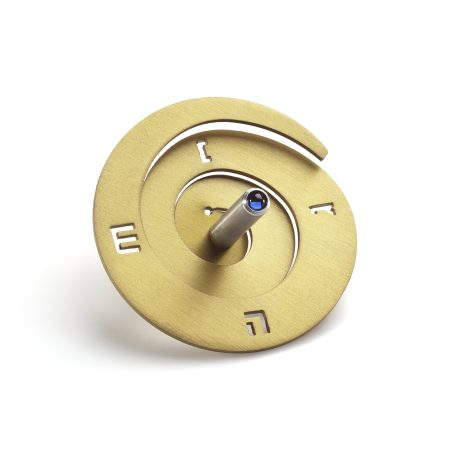 ALUMINUM GOLD SPIRAL DREIDEL ON STAND