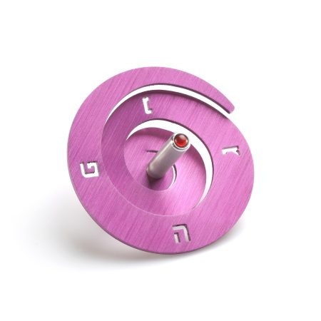 ALUMINUM PINK SPIRAL DREIDEL ON STAND