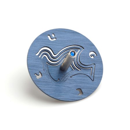 ALUMINIUM BLUE DOVE DREIDLE ON STAND