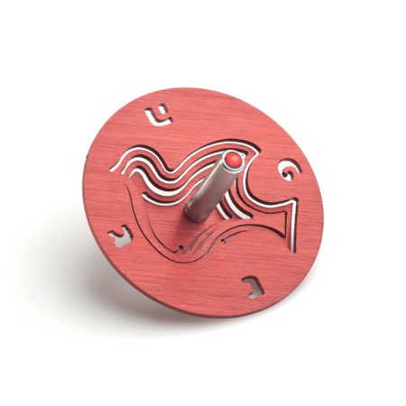 ALUMINIUM RED DOVE DREIDLE ON STAND
