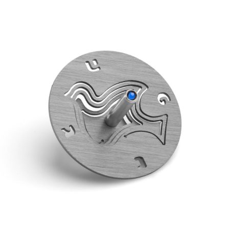 ALUMINIUM GREY DOVE DREIDLE ON STAND