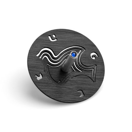 ALUMINIUM BLACK DOVE DREIDLE ON STAND