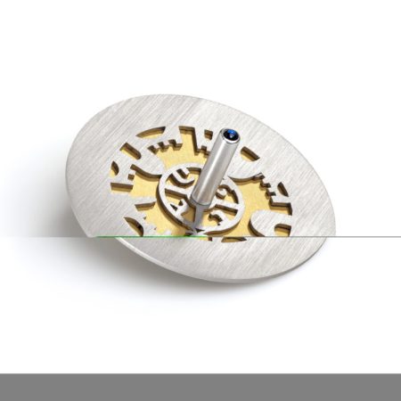 ALUMINUM GOLD JERUSALEM DREIDEL ON STAND