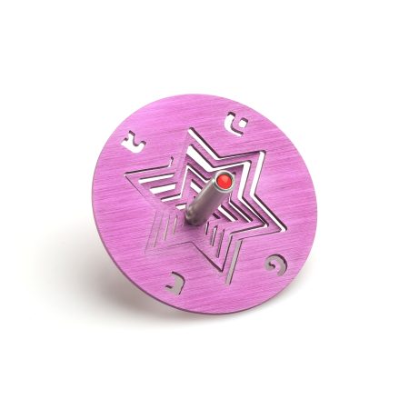 ALUMINUM PINK STAR OF DAVID DREIDEL ON STAND