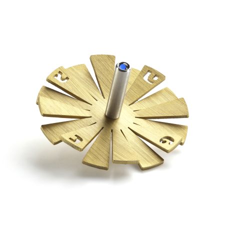 ALUMINUM GOLD SUNSHINE DREIDEL ON STAND